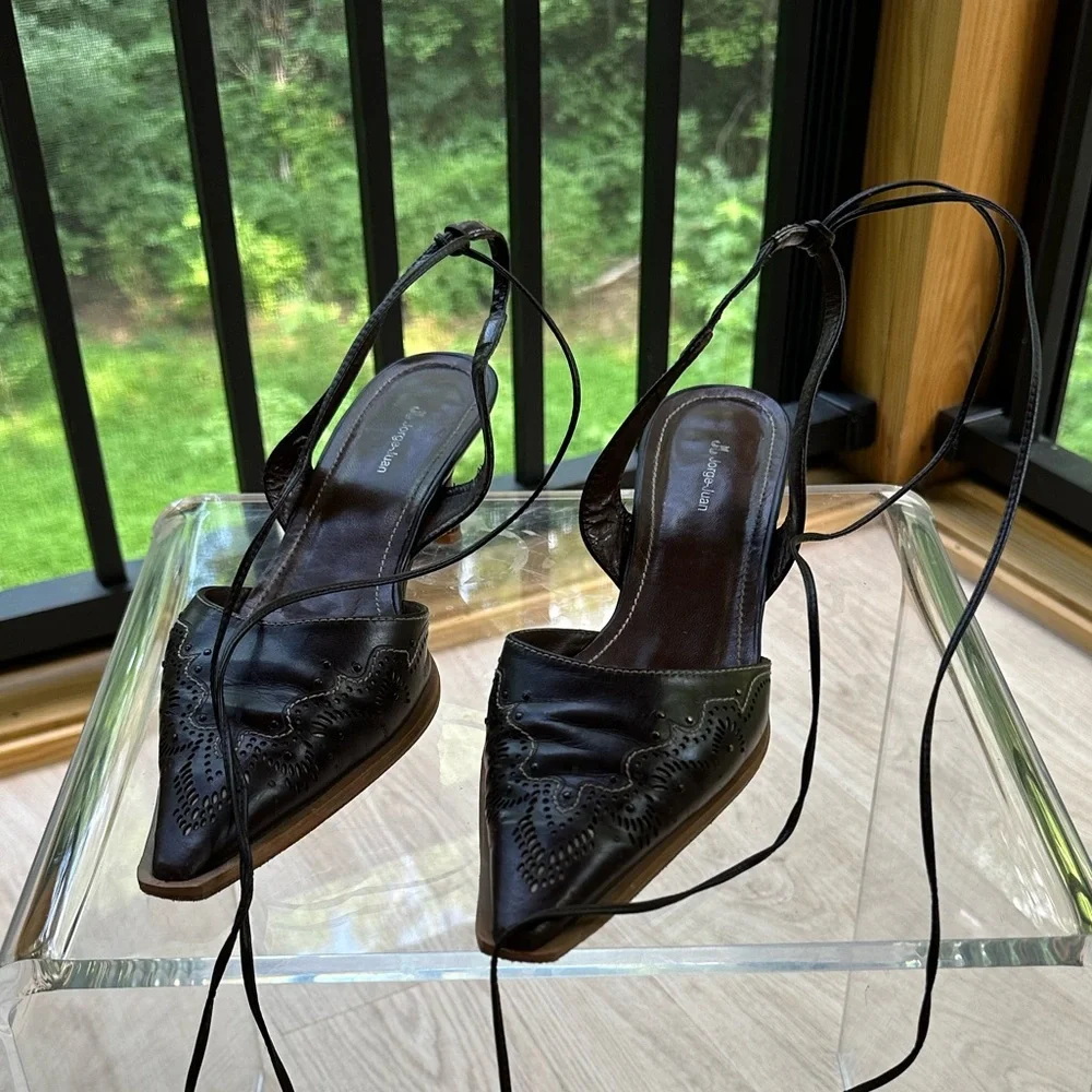Chocolate Brown Western Sexy Boho Ankle Wrap Sandals by Jorge-Juan ~ 40.5